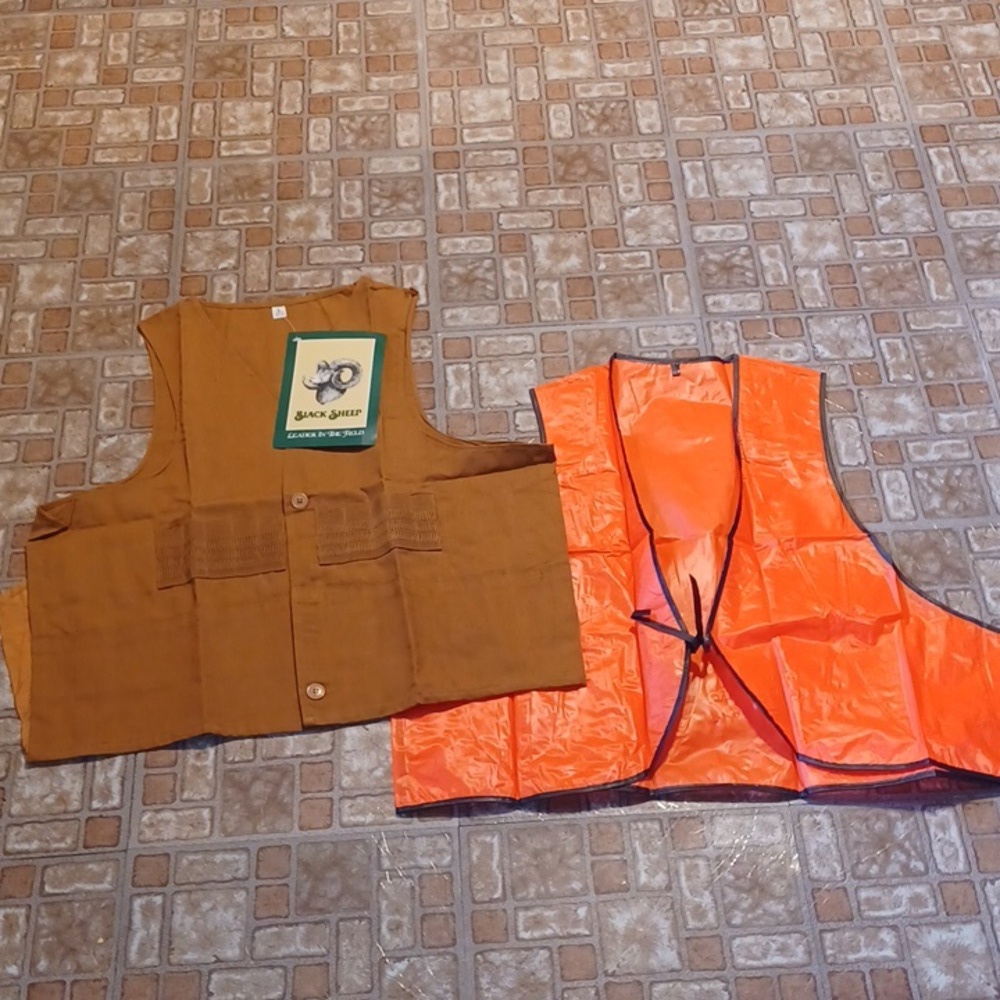 Black Sheep hunting vests feild vest and Blaze orange hunting vest with game bag